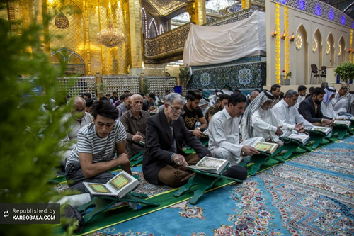 آغاز مراسم جزءخوانی قرآن کریم در جوار حرم سیدالشهدا (ع) / گزارش تصویری